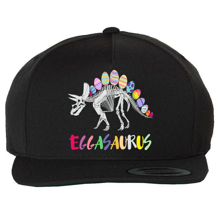 Funny Eggasaurus Stegosaurus Egg Dinosaur Happy Easter Day Wool Snapback Cap