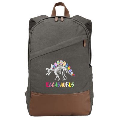 Funny Eggasaurus Stegosaurus Egg Dinosaur Happy Easter Day Cotton Canvas Backpack
