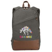 Funny Eggasaurus Stegosaurus Egg Dinosaur Happy Easter Day Cotton Canvas Backpack