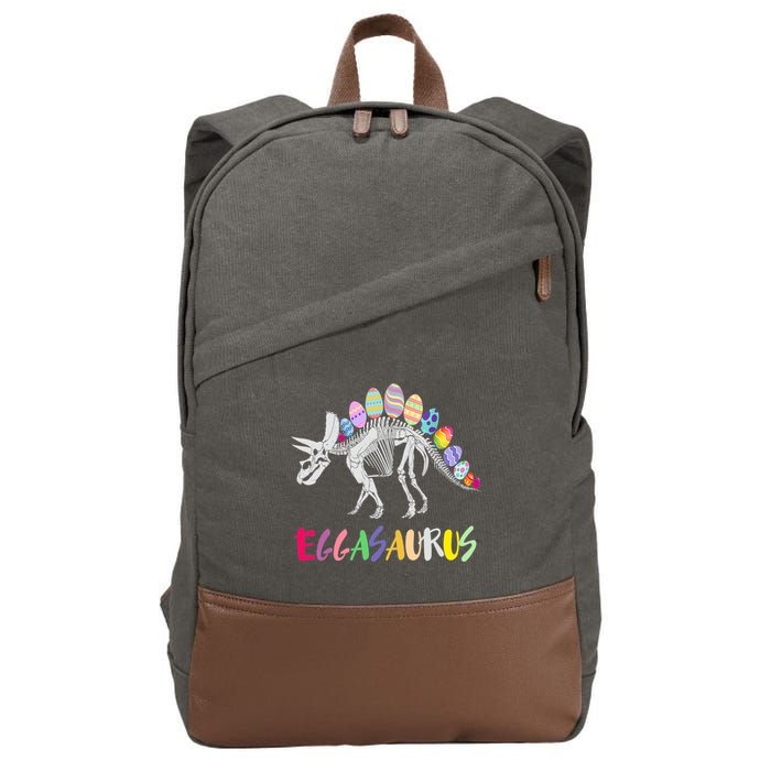 Funny Eggasaurus Stegosaurus Egg Dinosaur Happy Easter Day Cotton Canvas Backpack