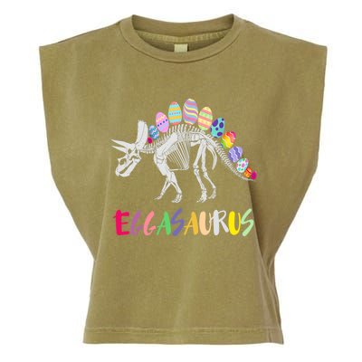 Funny Eggasaurus Stegosaurus Egg Dinosaur Happy Easter Day Garment-Dyed Women's Muscle Tee