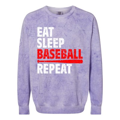 Funny Eat Sleep Baseball Repeat Gift Colorblast Crewneck Sweatshirt