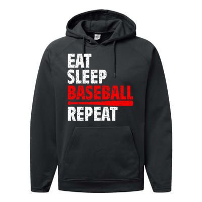 Funny Eat Sleep Baseball Repeat Gift Performance Fleece Hoodie