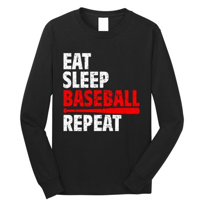 Funny Eat Sleep Baseball Repeat Gift Long Sleeve Shirt