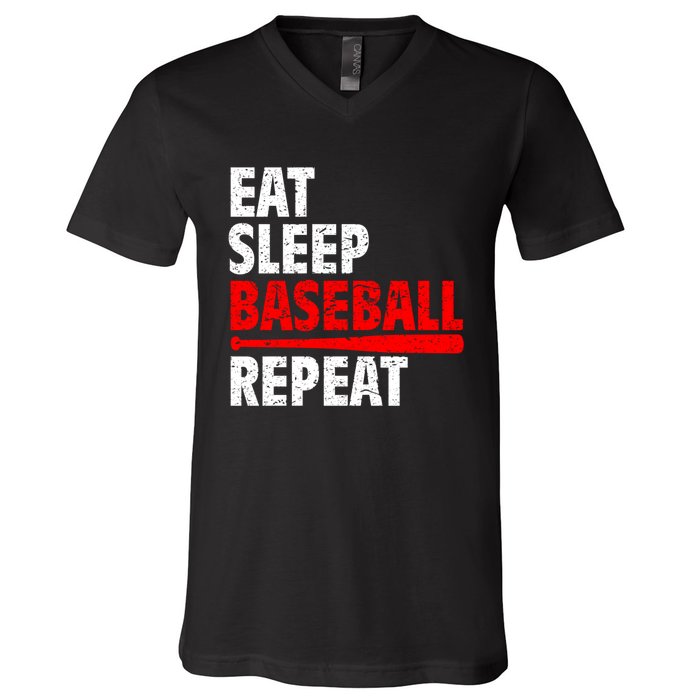 Funny Eat Sleep Baseball Repeat Gift V-Neck T-Shirt