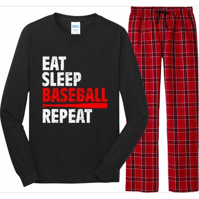 Funny Eat Sleep Baseball Repeat Gift Long Sleeve Pajama Set