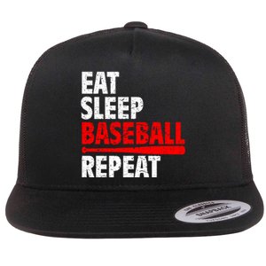 Funny Eat Sleep Baseball Repeat Gift Flat Bill Trucker Hat