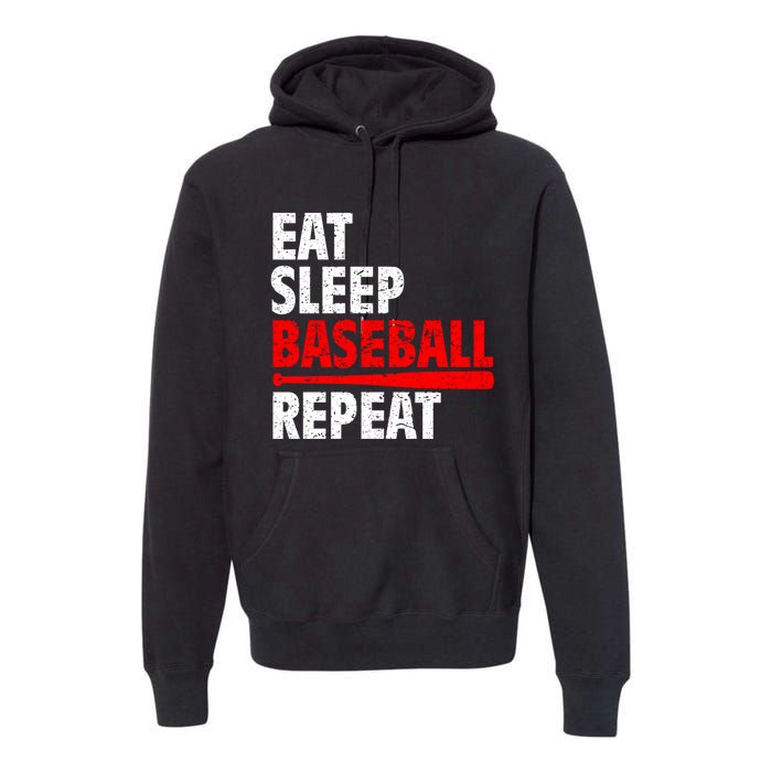 Funny Eat Sleep Baseball Repeat Gift Premium Hoodie