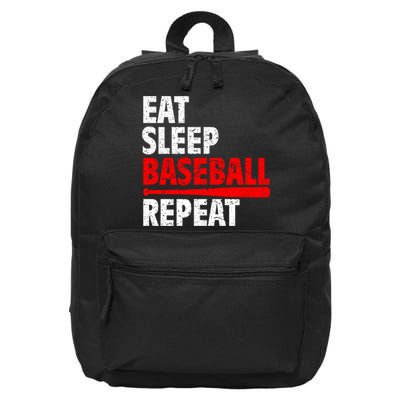 Funny Eat Sleep Baseball Repeat Gift 16 in Basic Backpack