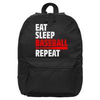 Funny Eat Sleep Baseball Repeat Gift 16 in Basic Backpack