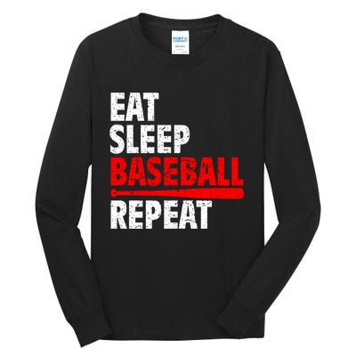 Funny Eat Sleep Baseball Repeat Gift Tall Long Sleeve T-Shirt