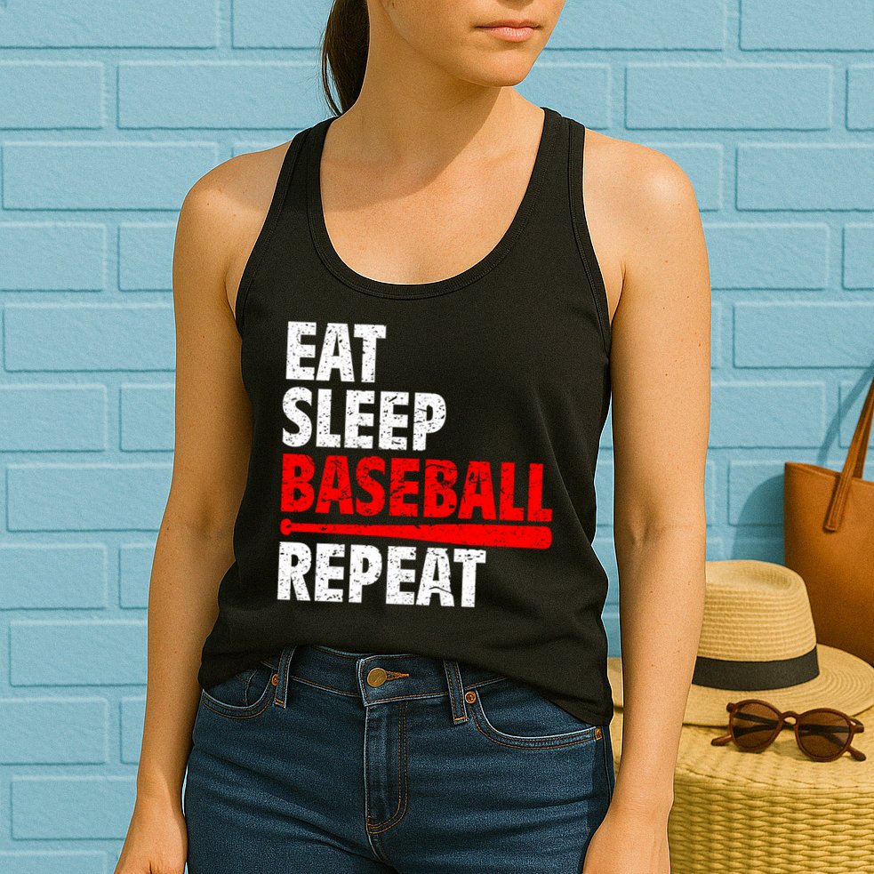 Funny Eat Sleep Baseball Repeat Gift Womens Tank Top