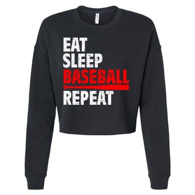 Funny Eat Sleep Baseball Repeat Gift Cropped Pullover Crew