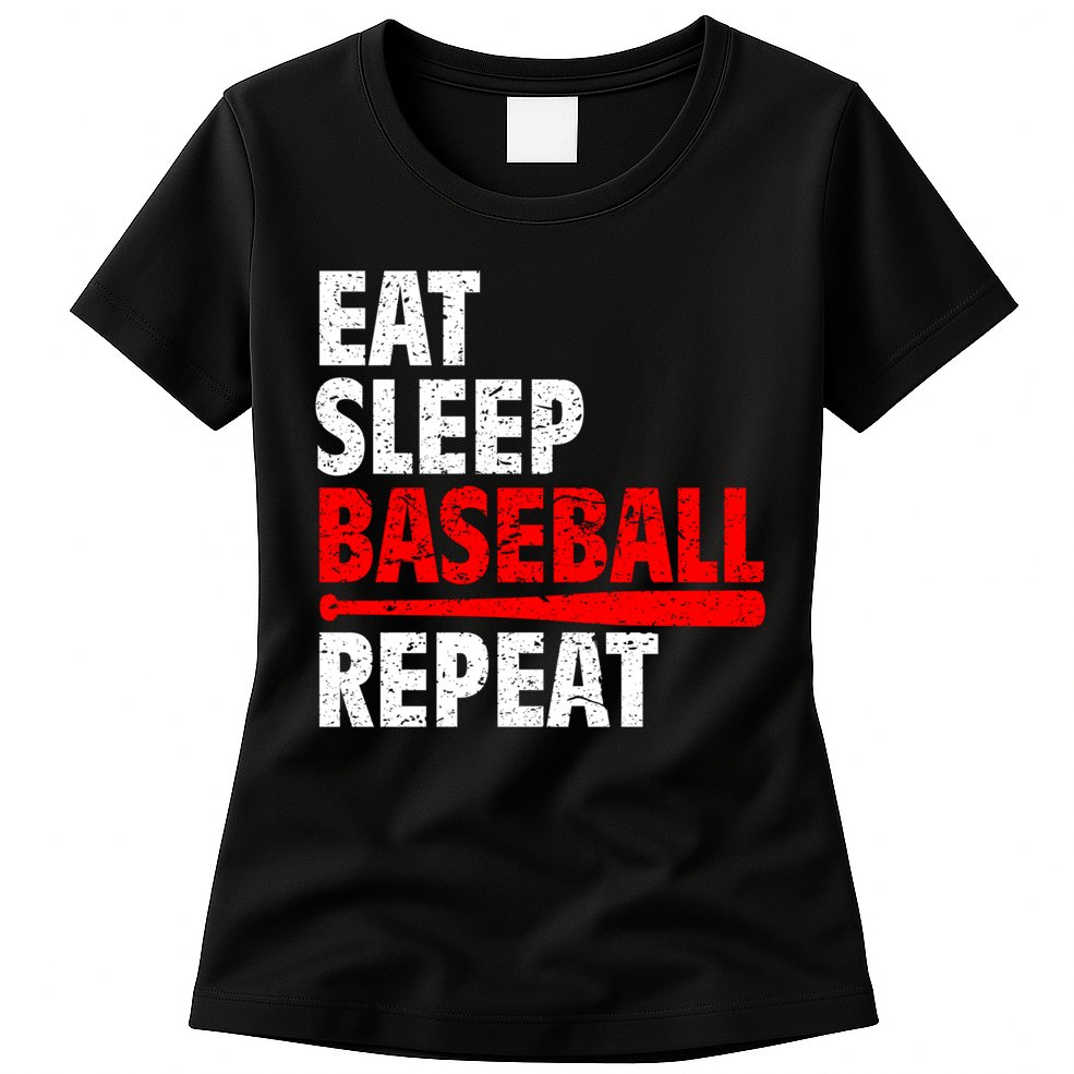 Funny Eat Sleep Baseball Repeat Gift Womens T-Shirt