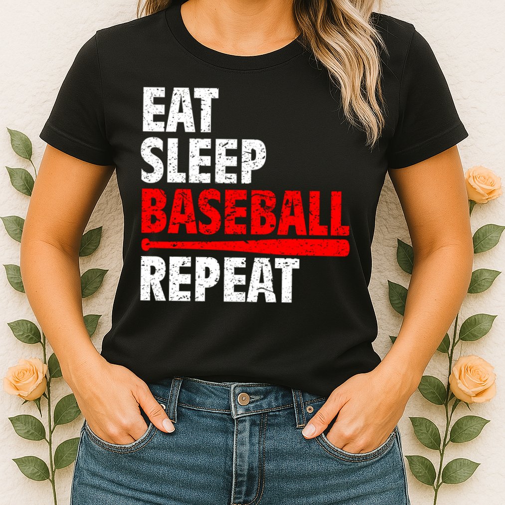 Funny Eat Sleep Baseball Repeat Gift Womens T-Shirt