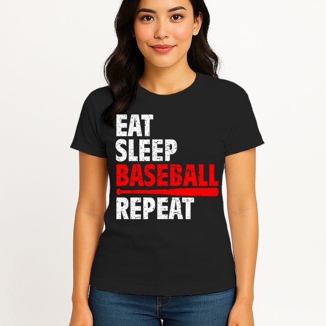 Funny Eat Sleep Baseball Repeat Gift Womens T-Shirt