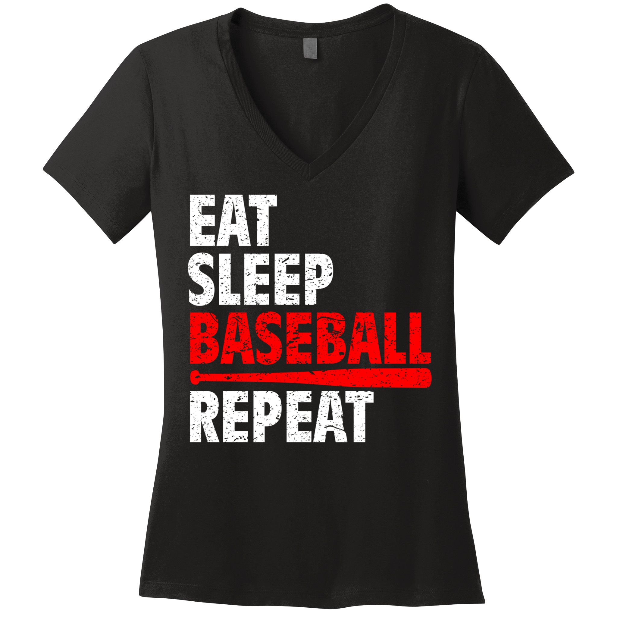 Funny Eat Sleep Baseball Repeat Gift Women's V-Neck T-Shirt