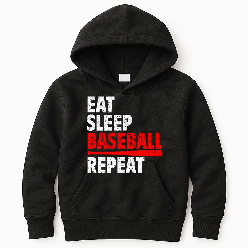 Funny Eat Sleep Baseball Repeat Gift Kids Hoodie