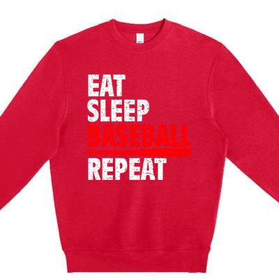 Funny Eat Sleep Baseball Repeat Gift Premium Crewneck Sweatshirt