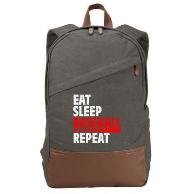 Funny Eat Sleep Baseball Repeat Gift Cotton Canvas Backpack