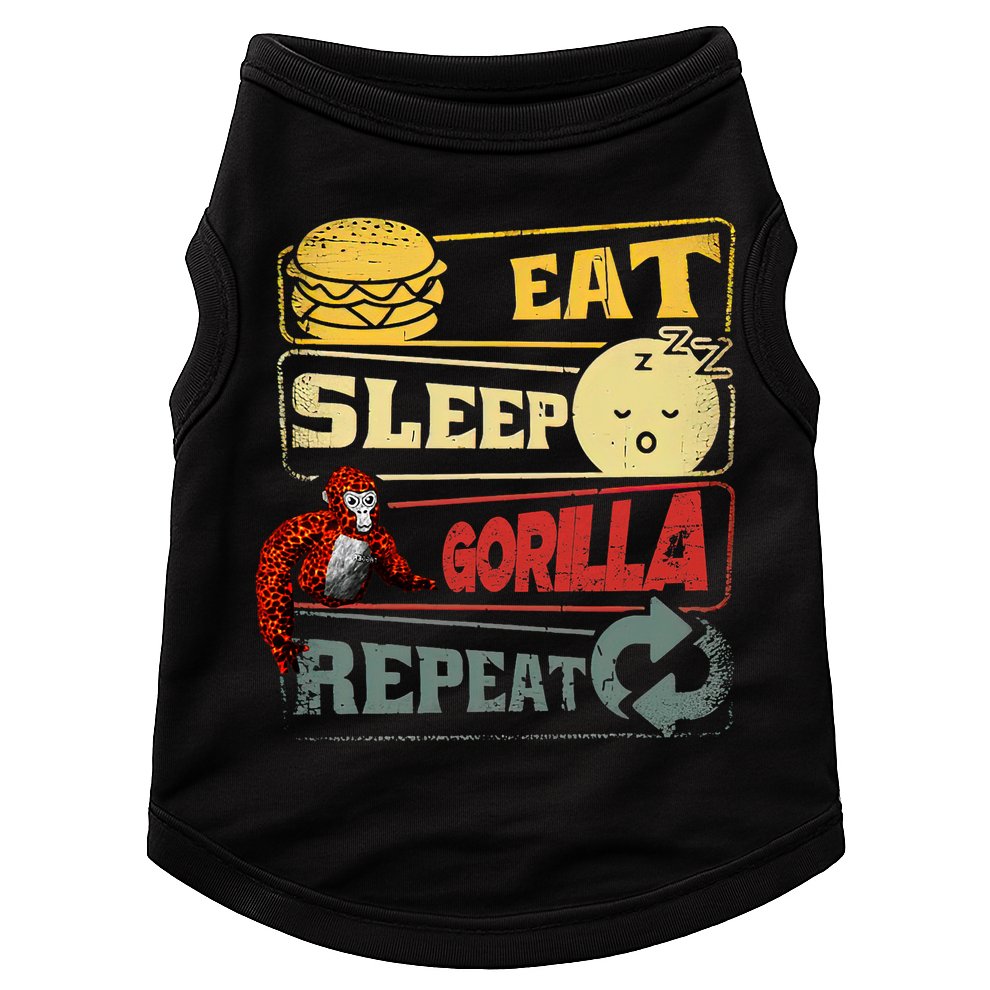 Funny Eat Sleep Gorilla Decorations Monke Tag Vr Game Gifts Doggie Tank