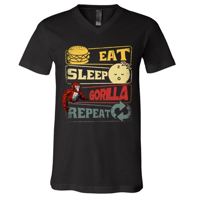 Funny Eat Sleep Gorilla Decorations Monke Tag Vr Game Gifts V-Neck T-Shirt