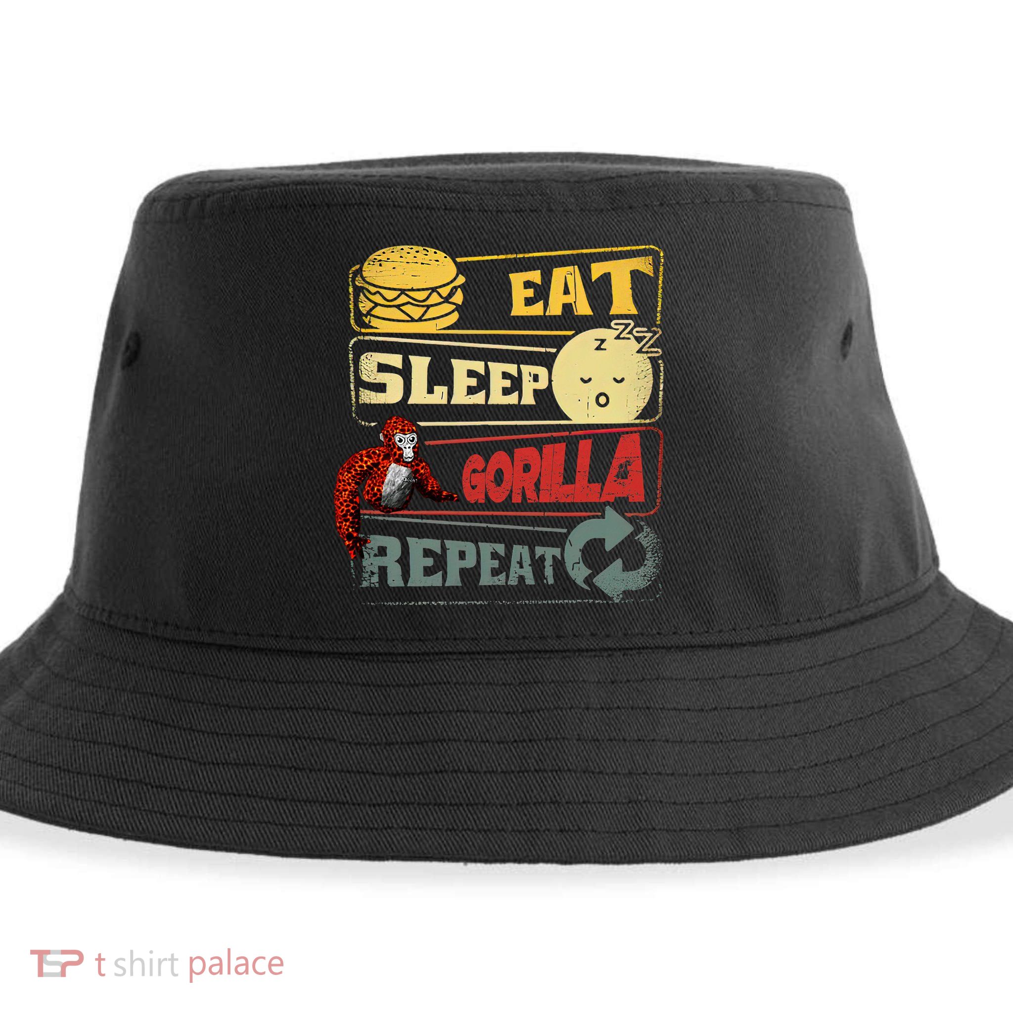 Funny Eat Sleep Gorilla Decorations Monke Tag Vr Game Gifts Sustainable Bucket Hat