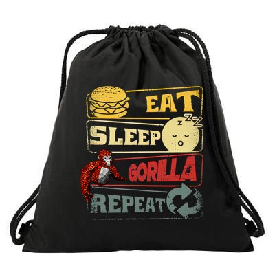 Funny Eat Sleep Gorilla Decorations Monke Tag Vr Game Gifts Drawstring Bag