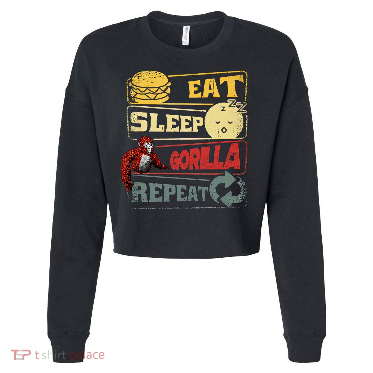 Funny Eat Sleep Gorilla Decorations Monke Tag Vr Game Gifts Cropped Pullover Crew
