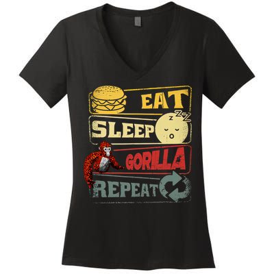 Funny Eat Sleep Gorilla Decorations Monke Tag Vr Game Gifts Women's V-Neck T-Shirt