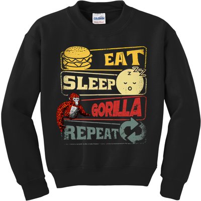 Funny Eat Sleep Gorilla Decorations Monke Tag Vr Game Gifts Kids Sweatshirt