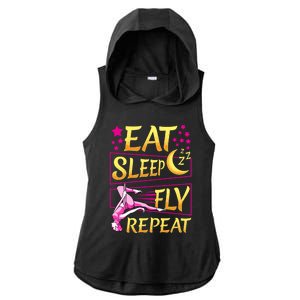 Funny Eat Sleep Fly Repeat Aerial Yoga Silks Gift Ladies PosiCharge Tri-Blend Wicking Draft Hoodie Tank