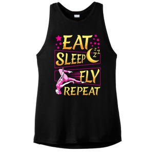 Funny Eat Sleep Fly Repeat Aerial Yoga Silks Gift Ladies PosiCharge Tri-Blend Wicking Tank