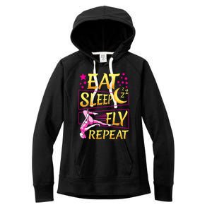 Funny Eat Sleep Fly Repeat Aerial Yoga Silks Gift Women's Fleece Hoodie