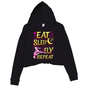 Funny Eat Sleep Fly Repeat Aerial Yoga Silks Gift Crop Fleece Hoodie