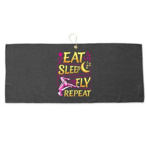 Funny Eat Sleep Fly Repeat Aerial Yoga Silks Gift Large Microfiber Waffle Golf Towel