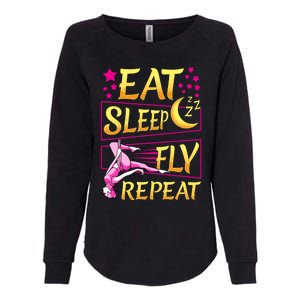 Funny Eat Sleep Fly Repeat Aerial Yoga Silks Gift Womens California Wash Sweatshirt