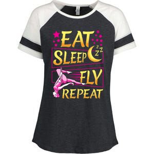 Funny Eat Sleep Fly Repeat Aerial Yoga Silks Gift Enza Ladies Jersey Colorblock Tee