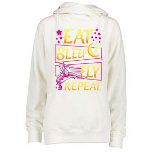 Funny Eat Sleep Fly Repeat Aerial Yoga Silks Gift Womens Funnel Neck Pullover Hood