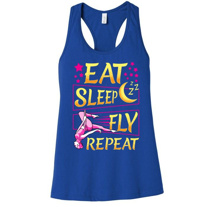 Funny Eat Sleep Fly Repeat Aerial Yoga Silks Gift Women's Racerback Tank