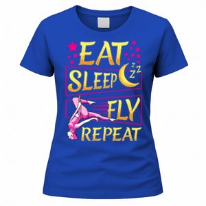 Funny Eat Sleep Fly Repeat Aerial Yoga Silks Gift Women's T-Shirt