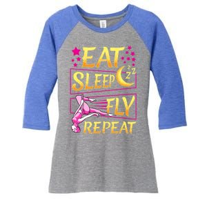 Funny Eat Sleep Fly Repeat Aerial Yoga Silks Gift Women's Tri-Blend 3/4-Sleeve Raglan Shirt