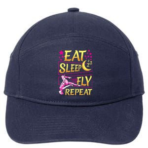 Funny Eat Sleep Fly Repeat Aerial Yoga Silks Gift 7-Panel Snapback Hat