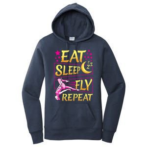 Funny Eat Sleep Fly Repeat Aerial Yoga Silks Gift Women's Pullover Hoodie