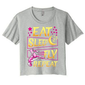 Funny Eat Sleep Fly Repeat Aerial Yoga Silks Gift Women's Crop Top Tee