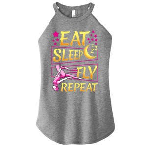 Funny Eat Sleep Fly Repeat Aerial Yoga Silks Gift Women's Perfect Tri Rocker Tank