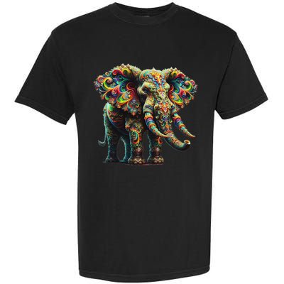 Fractal Elephant Spirit Animal Psychedelic Trippy Garment-Dyed Heavyweight T-Shirt