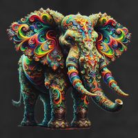 Fractal Elephant Spirit Animal Psychedelic Trippy 7 Panel Mesh Trucker Snapback Hat