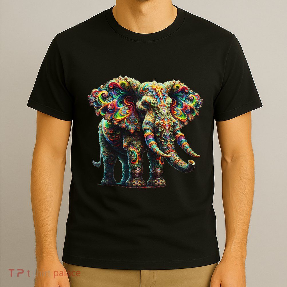 Fractal Elephant Spirit Animal Psychedelic Trippy T-Shirt