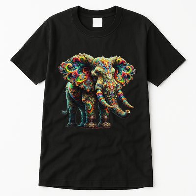 Fractal Elephant Spirit Animal Psychedelic Trippy Tall T-Shirt